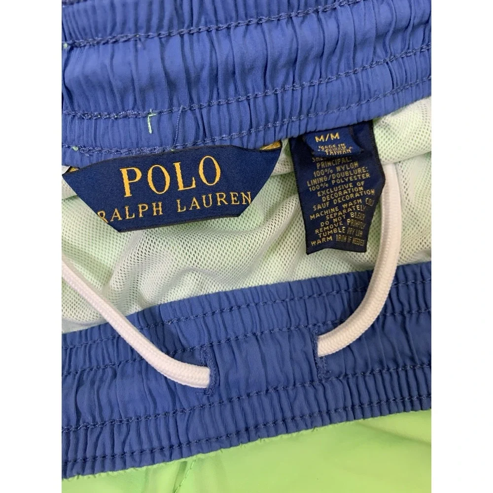 Polo Ralph Lauren Neon Green Traveler Swim Trunks Mesh Lined Pony Logo M